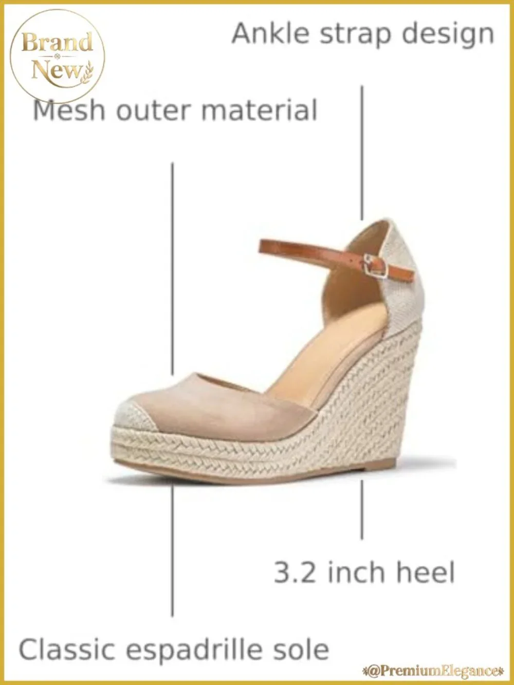 Womens Espadrille Platform Wedge Sandals Ankle Buckle Closed Toe Heel Shoes
